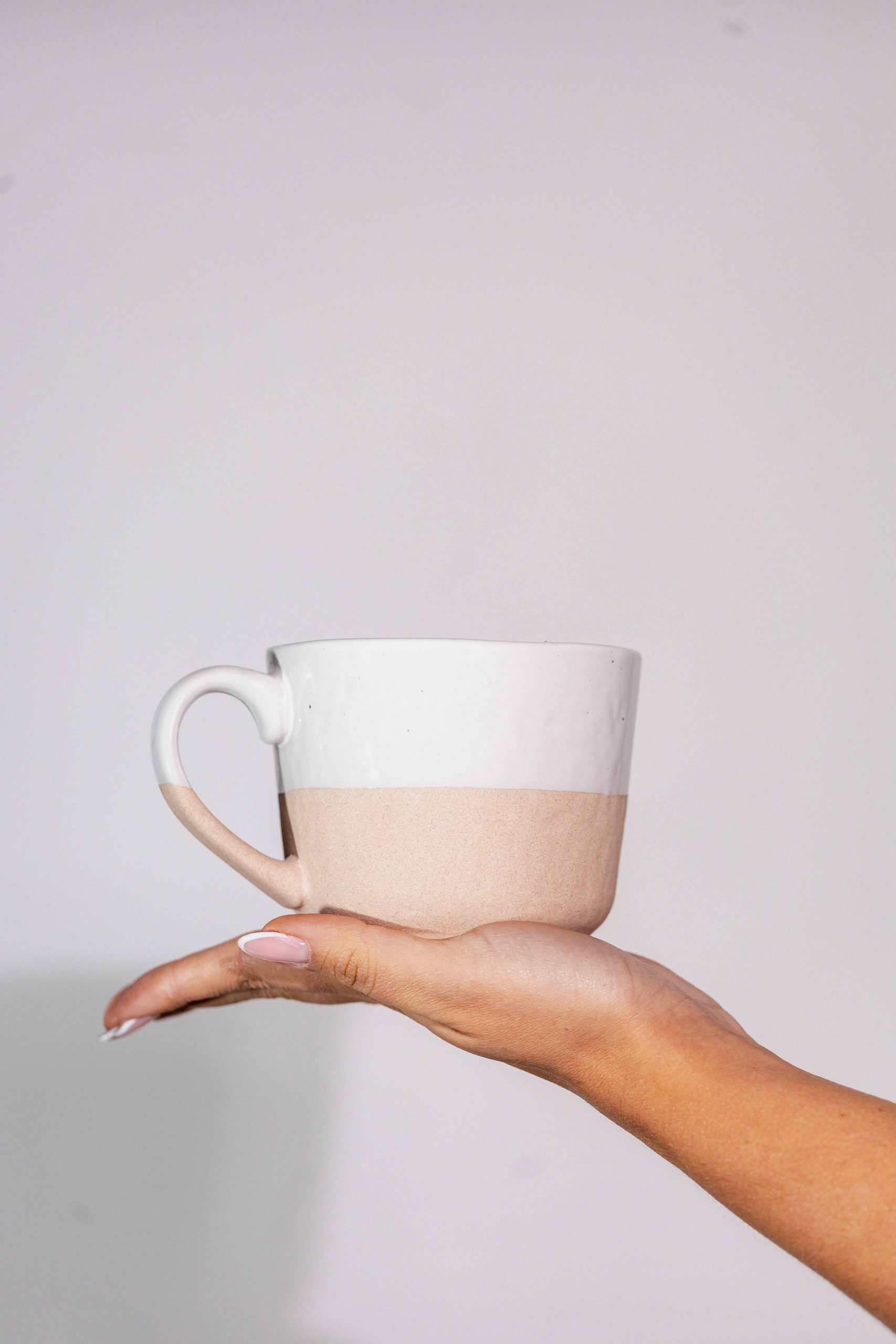 Tazon bicolor blanco y crema